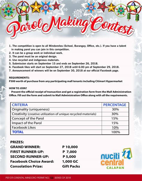 PAROL MAKING CONTEST Mechanics:... - Nuciti Central Calapan