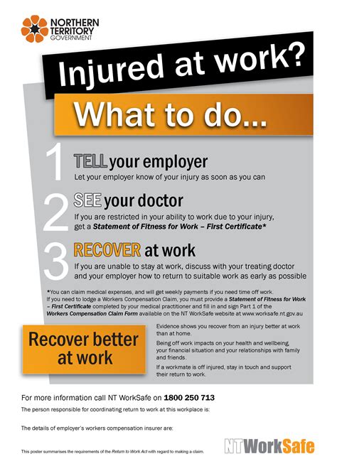 Injured at work poster | NT WorkSafe