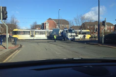 Truck collides with Eccles-bound Metrolink tram in Weaste and closes ...