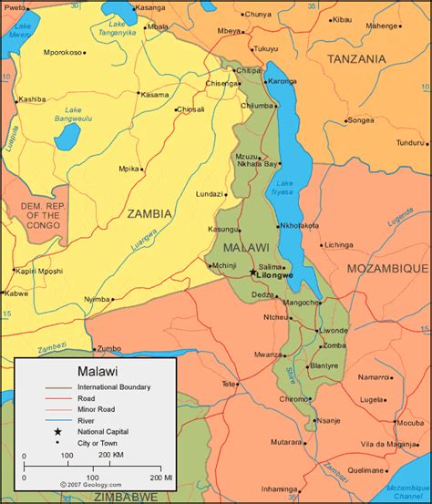 Malawi Map and Satellite Image