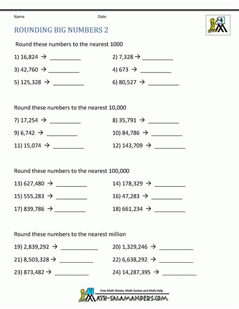 Free Printable 4Th Grade Rounding Worksheets | Free Printable