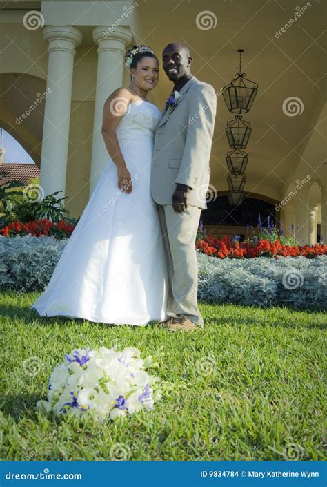 Mixed race wedding couple stock photo. Image of attractive - 9834784