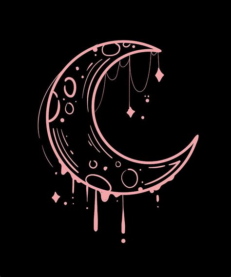 Aesthetic Moon Lover Kawaii Pastel Goth Moon Digital Art by Maximus ...