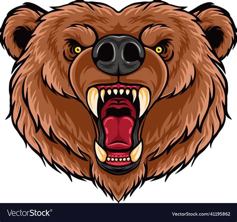 Cartoon angry bear head mascot design Royalty Free Vector