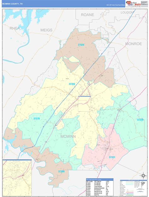 McMinn County, TN Wall Map Color Cast Style by MarketMAPS