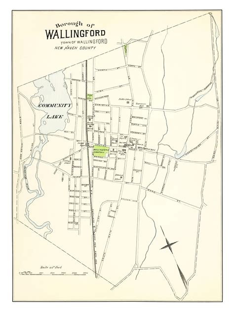 Historical map of Wallingford, Connecticut created in 1893 - KNOWOL