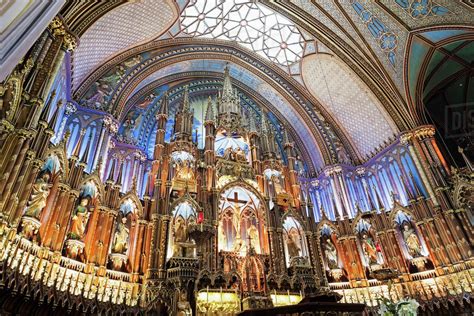 Interior view of Notre-Dame Basilica, close-up on altar - Stock Photo ...