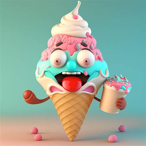 Premium Photo | Cartoon ice cream character