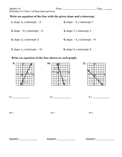 4 2 Practice Writing Equations In Slope Intercept Form Answers ...