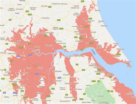 The parts of Yorkshire expected to be below the annual flood level by ...