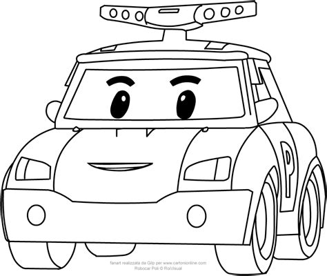 Poli in car version from Robocar Poli coloring pages