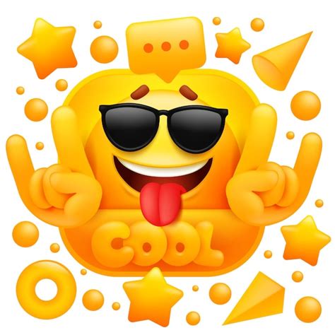 Premium Vector | Cool web sticker.yellow emoji with glasses character.