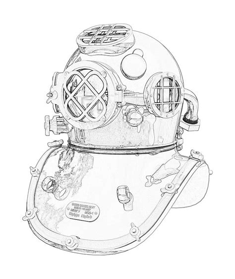 Divers Helmet Drawing at GetDrawings | Free download