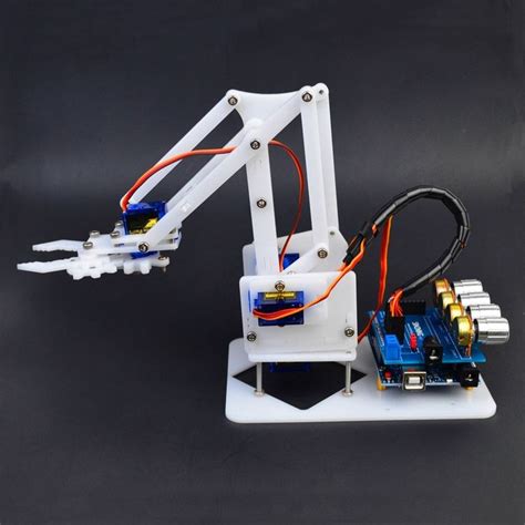 DIY 4DOF Arduino RC Robot Arm Educational Kit With SG90 Servos White ...