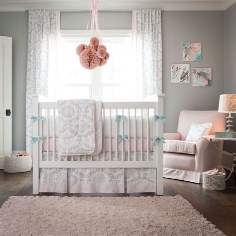 Project Nursery - Pink and Gray Crib Bedding from Carousel Designs Girl ...