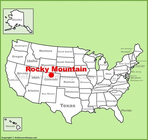 Rocky Mountain National Park location on the U.S. Map - Ontheworldmap.com