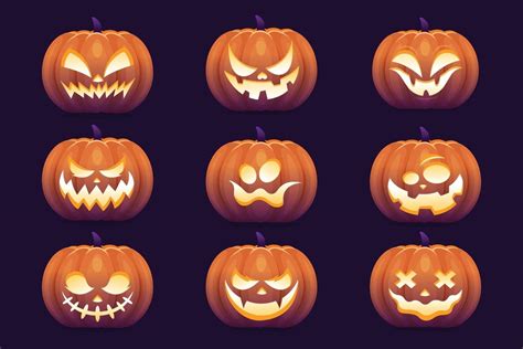 halloween background template with scary pumpkin face 2561131 Vector ...