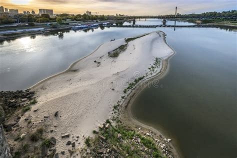 Dry Vistula River in Warsaw, Poland Stock Image - Image of lines ...