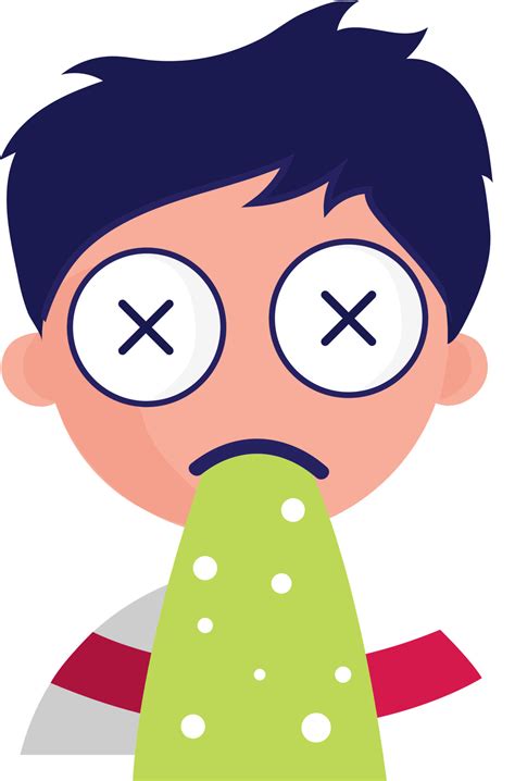 Nausea or Vomiting Boy Cartoon Icon In Flat Style. 24157019 Vector Art ...