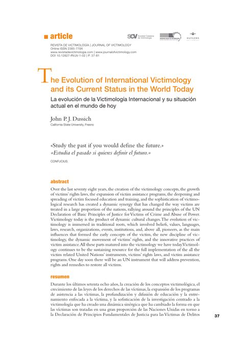 (PDF) “The Evolution of International Victimology and its Current ...