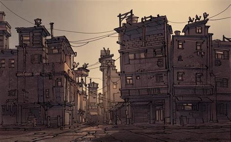 ArtStation - Slums , Anthony Brault | Anime city, Slums, Building ...