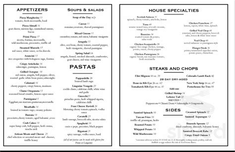 Primi Italian Steakhouse menu in West Islip, New York