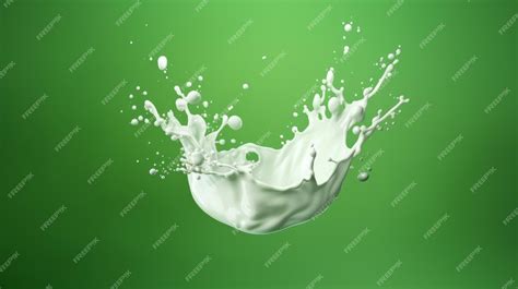 Premium Photo | White milk splash isolated on green background White ...