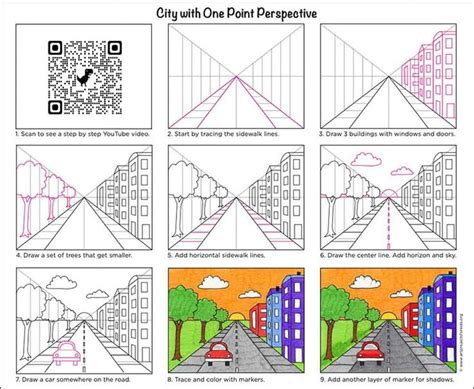 One Point Perspective Drawing Art Lesson (with a Template & Video ...