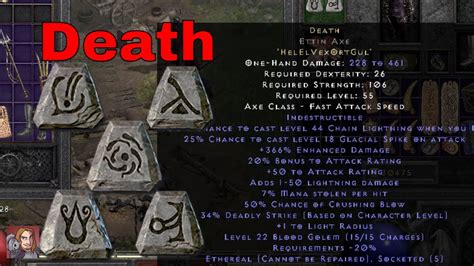 Diablo II Resurrected Rune Words - Death (Hel El Vex Ort Gul) - YouTube