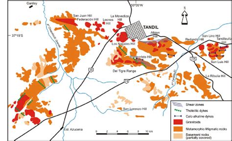 Geological map for the Tandil region (Dalla Salda et al. 1988, 2006 ...