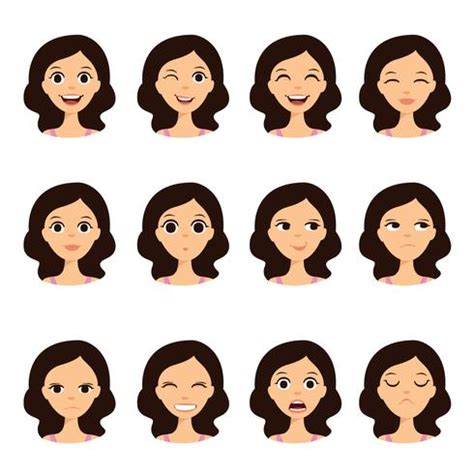 Girl emotion faces cartoon vector illustration. 444550 Vector Art at ...