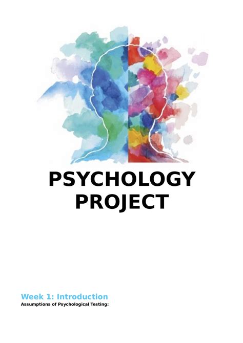 Psych Project Notes - PSYCHOLOGY PROJECT Week 1: Introduction ...