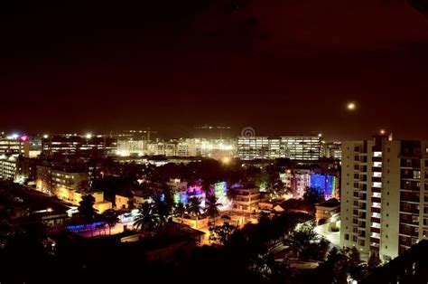 Night city view of Bangalore, Karnataka, India stock image | Night city ...