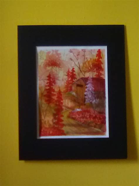 Autumn Red Forest, Watercolor Landscape Painting Print, of Original ...