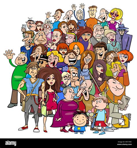 cartoon people group in the crowd Stock Photo - Alamy