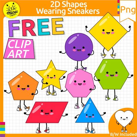 2d Shapes Clipart | 2d Shapes wearing Sneakers | Free clip art | Png ...