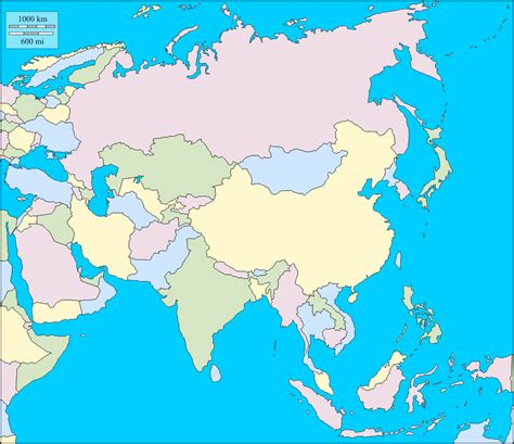 9 Free Detailed Printable Blank Map of Asia Template in PDF | World Map ...