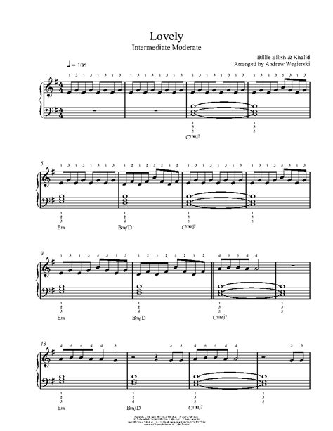 Lovely by Billie Eilish feat. Khalid Sheet Music & Lesson ...