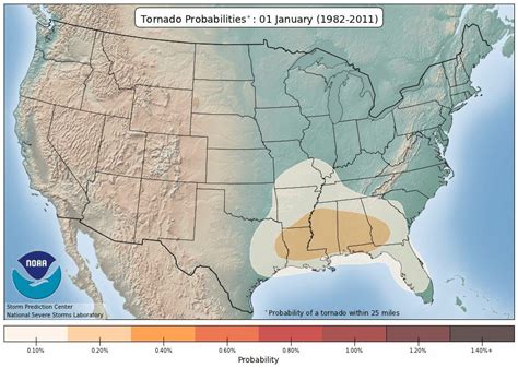 Dynamic Map Showing Tornado Probabilities throughout the year in the US ...