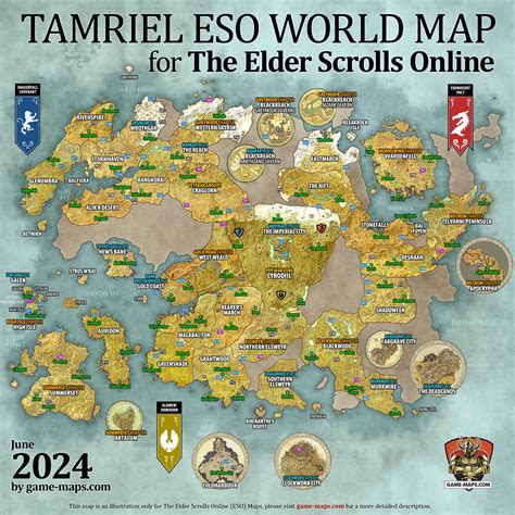 ESO Tamriel World Map 2022 for The Elder Scrolls Online