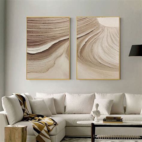 Brown Abstract Large Painting Set of 2 Pure Brown Texture Art Desert ...