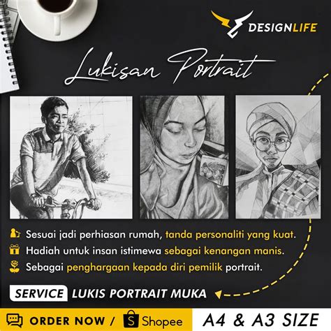 Lukisan Portrait Pensel (A4 & A3 size) | Shopee Malaysia