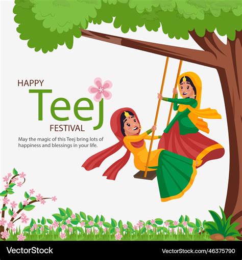 Banner design of happy teej festival Royalty Free Vector