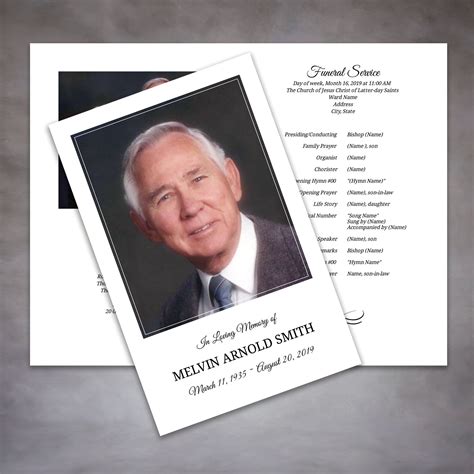 Men's Classic Funeral Program Template - Etsy