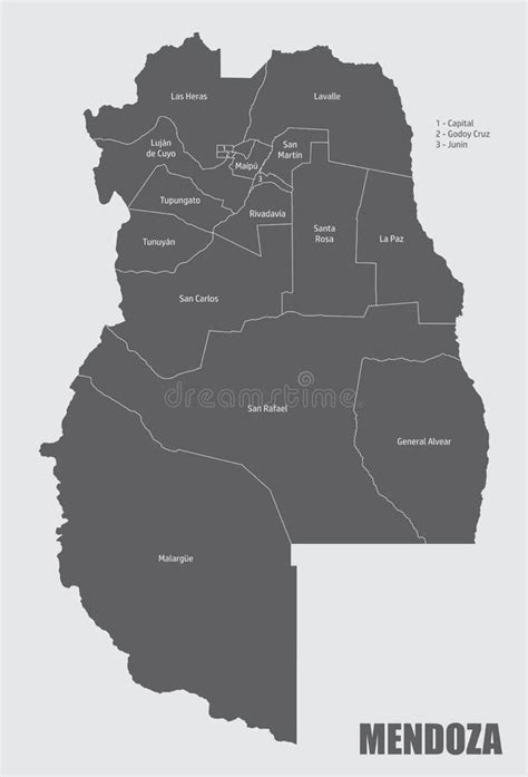 Mendoza Province Administrative Map Stock Vector - Illustration of ...