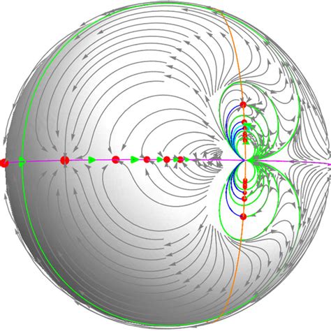 Newton flow of ζ close to the North pole of the Riemann sphere along ...