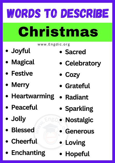 20+ Best Words to Describe Christmas, Adjectives for Christmas - EngDic