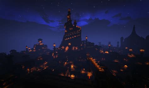 An ancient city hidden behind the darkness of night : Minecraft