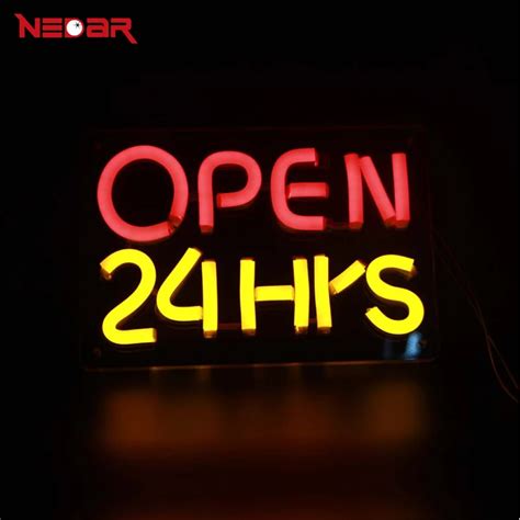 LED Neon Open 24 Hours Sign with 12V ultra bright led neon flexible ...