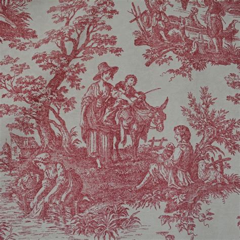 Crafts Fabric WAVERLY HISTORIC TOILE RED #D4048 Country Toile Cotton ...